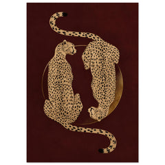 Golden Cheetah Poster – Burgundy Animal Wall Art